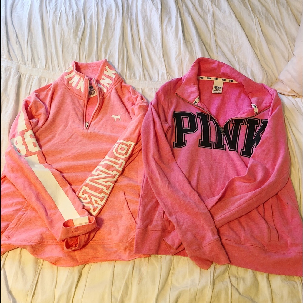 2 PINK xs quarter-zips